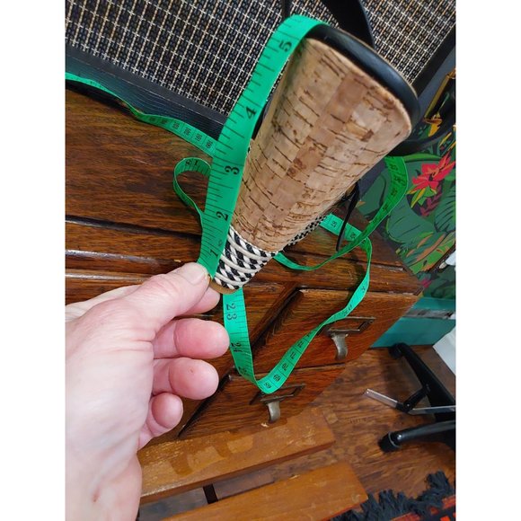 Bamboo Platform Lightweight Wedge Sandals in Black, Cork, Woven. Size 8.5 - Picture 7 of 10